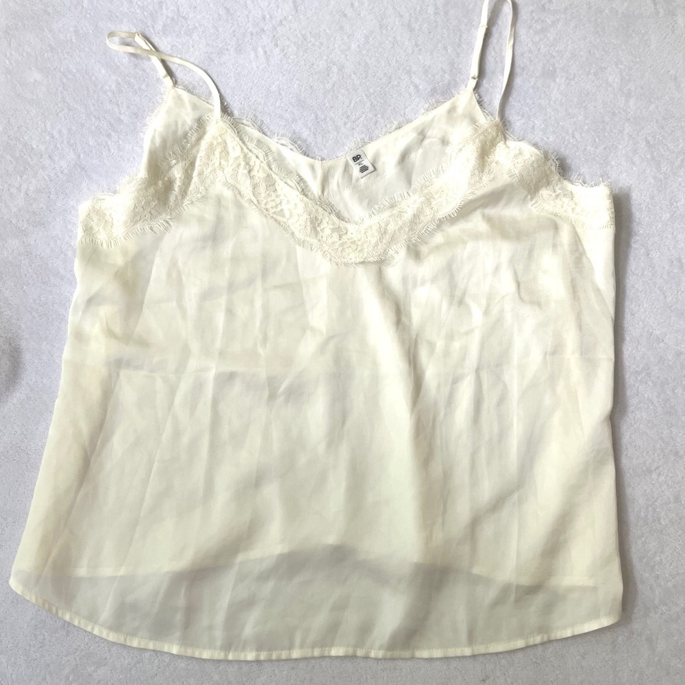 NEW BP. Camisole Ivory Lace Trim V-Neck Adjustable Straps XL